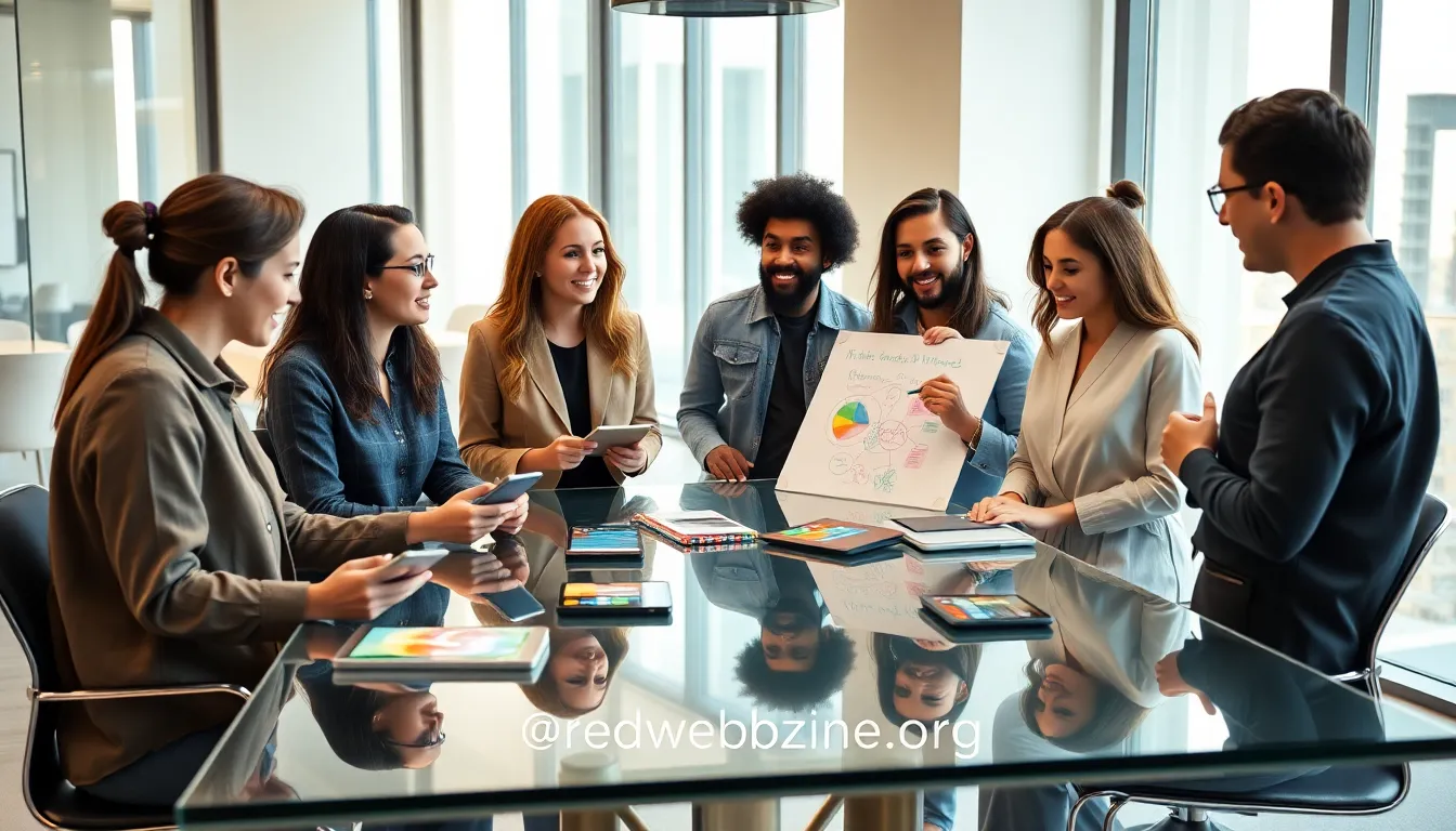 diverse creative team collaborating in a modern office.